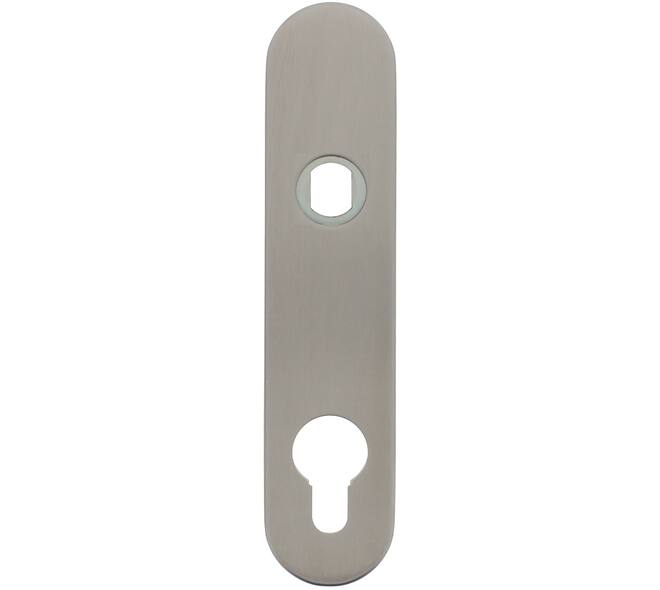 RVS afgerond klikschild 177x40x8mm PRC74 Q-gat voor vaste knop montage met stalen basisschild nokdeel M4