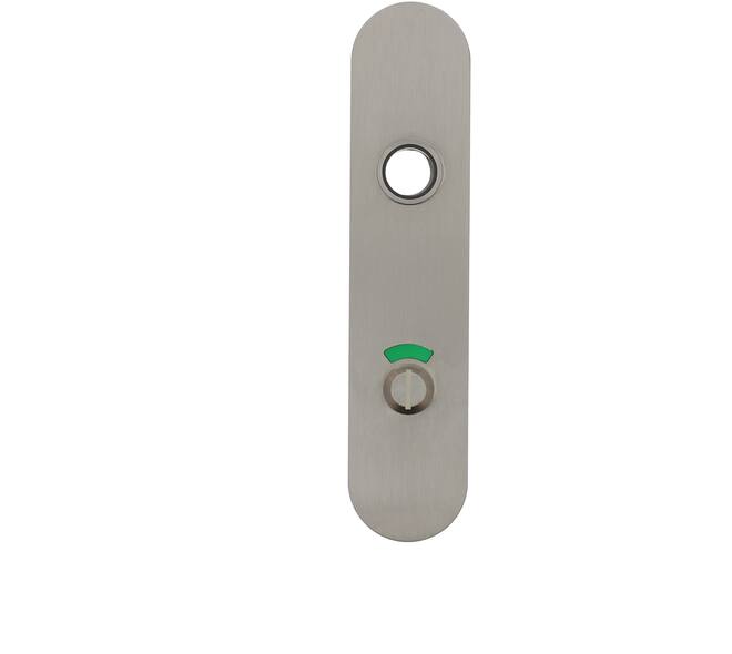 RVS flush afgerond kortschild WC RW zijde 72/8 met 2 draadbussen M4 easyfix 180x40x2mm