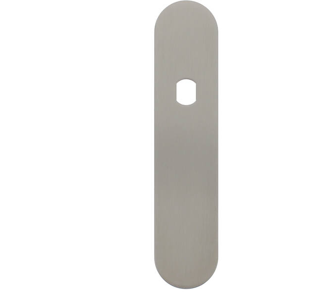 RVS flush afgerond kortschild BL met Q-gat en 2 draadbussen M4 180x40x2mm