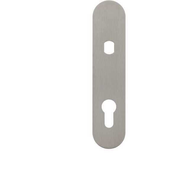 RVS flush afgerond kortschild PC55 met Q-gat en 2 draadbussen M4 180x40x2mm