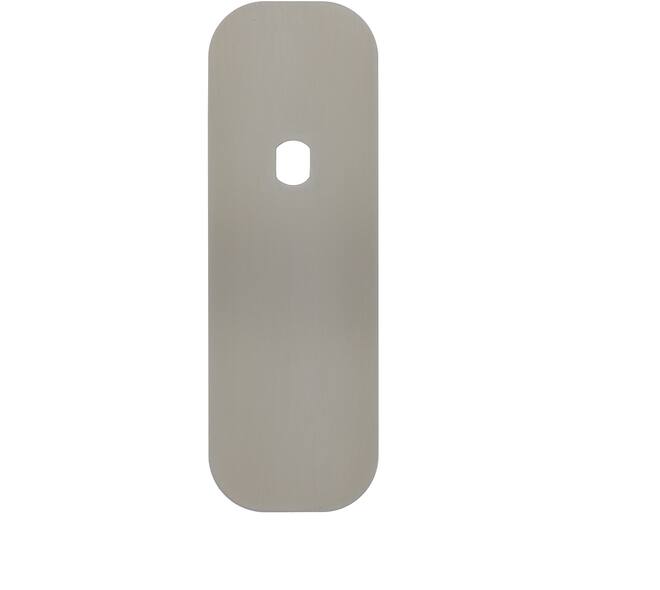 RVS flush afgerond kortschild breed BL met Q-gat en 2 draadbussen M4 180x60x2mm