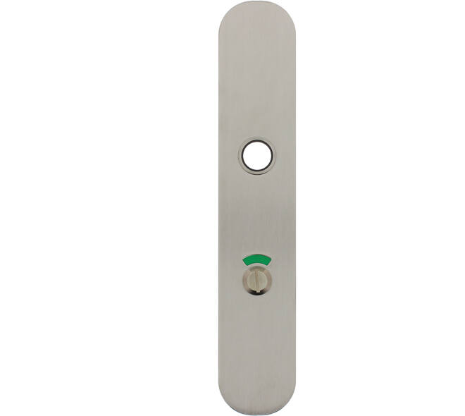RVS flush afgerond langschild WC RW zijde 63/8 rood/groen met 3 draadbussen M4 easyfix 240x45x2mm EN1906-kl.4