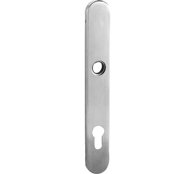 RVS klikschild afgerond smal 250x35x8mm, stalen basisschild met 3 draadnokken M4 easyfix PC72