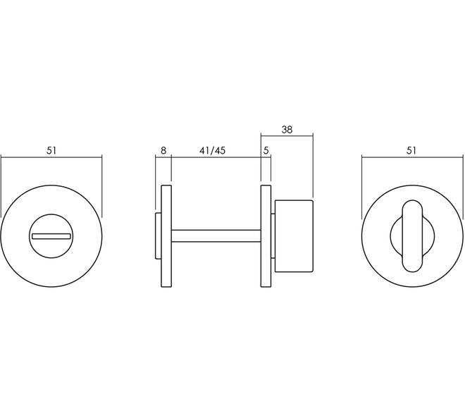 Olivari wc-sluiting Link 6mm stift, rond 51x5mm RVS mat titaan PVD
