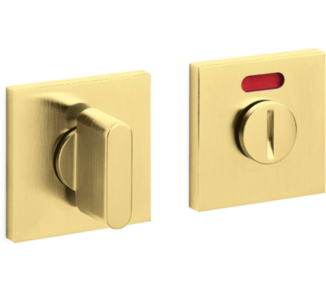 Olivari wc-sluiting Link Q 6mm stift, vierkant 51x5mm met venster + nokken en doorgaande bevestiging Messing mat titaan PVD