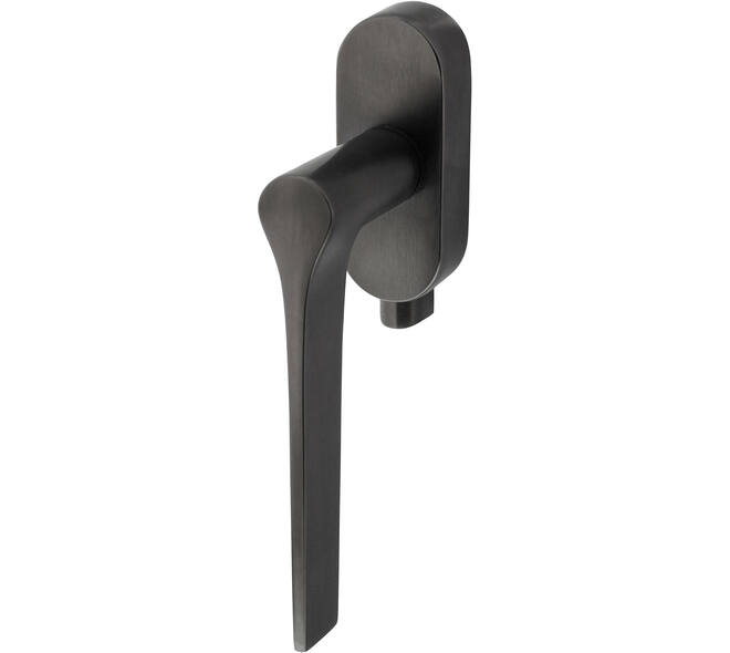 Olivari raamkruk afsluitbaar Lama L + ovaal rozet 87x32x18mm, stift 7x42mm Antraciet mat titaan PVD