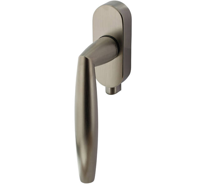 Olivari raamkruk afsluitbaar Aurelia + ovaal rozet 87x32x18mm, stift 7x42mm Nikkel mat titaan PVD