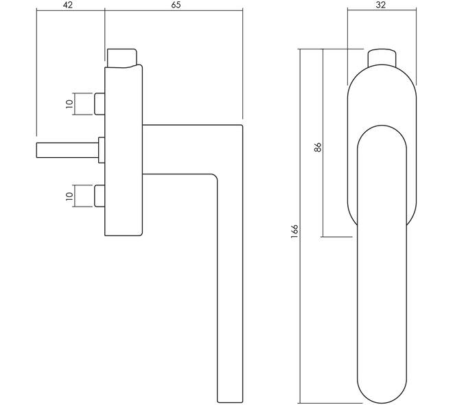 Olivari raamkruk afsluitbaar Link + ovaal rozet 87x32x18mm, stift 7x42mm RVS mat titaan PVD