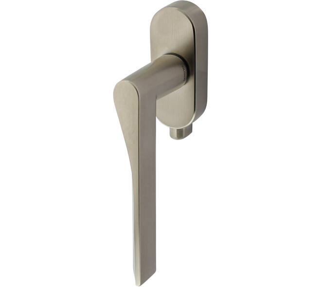 Olivari raamkruk afsluitbaar Fin + ovaal rozet 87x32x18mm, stift 7x42mm Nikkel mat titaan PVD