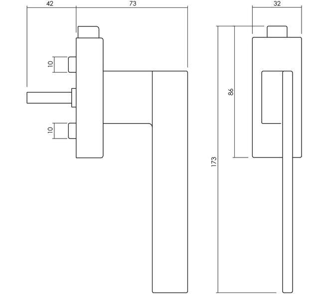 Olivari raamkruk afsluitbaar Living + rechthoekig rozet 86x32x18mm, stift 7x42mm Chroom