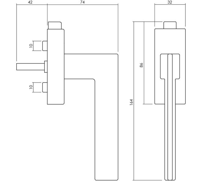 Olivari raamkruk afsluitbaar Trend + rechthoekig rozet 86x32x18mm, stift 7x42mm Chroom mat