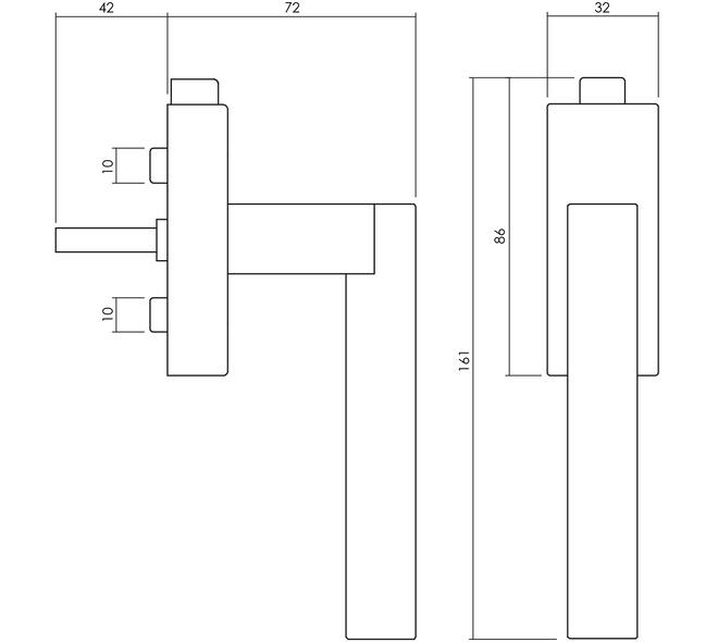Olivari raamkruk afsluitbaar Euclide Q + rechthoekig rozet 86x32x18mm, stift 7x42mm Antraciet mat titaan PVD