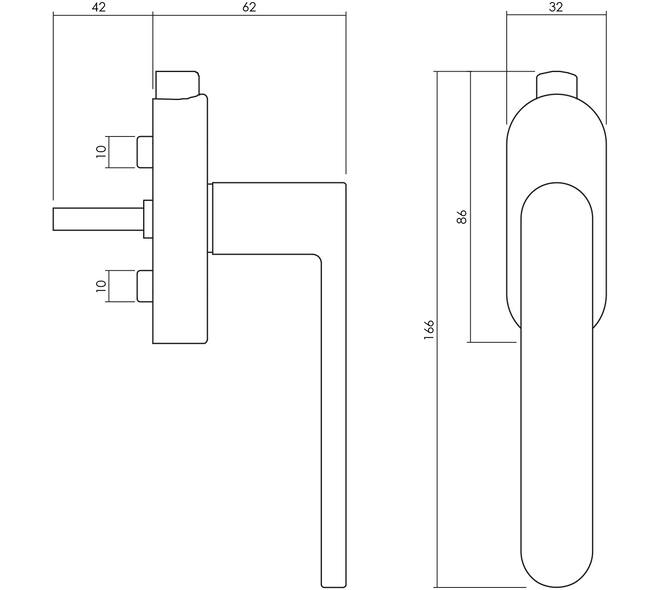 Olivari raamkruk afsluitbaar Radial + ovaal rozet 87x32x18mm, stift 7x42mm Antraciet mat titaan PVD