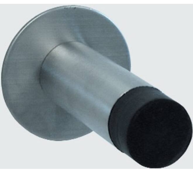 Deurbuffer met achterplaat 53x2mm met stootbuffer zwart rond 25x15mm L=82mm