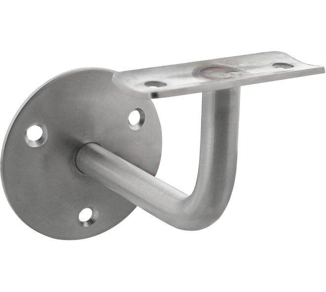 Slimline leuningdrager 75mm van roestvaststaal AISI316 zijdeglans geborsteld opschroevend model voorzien van 3 montage/bevestigingsgaten
