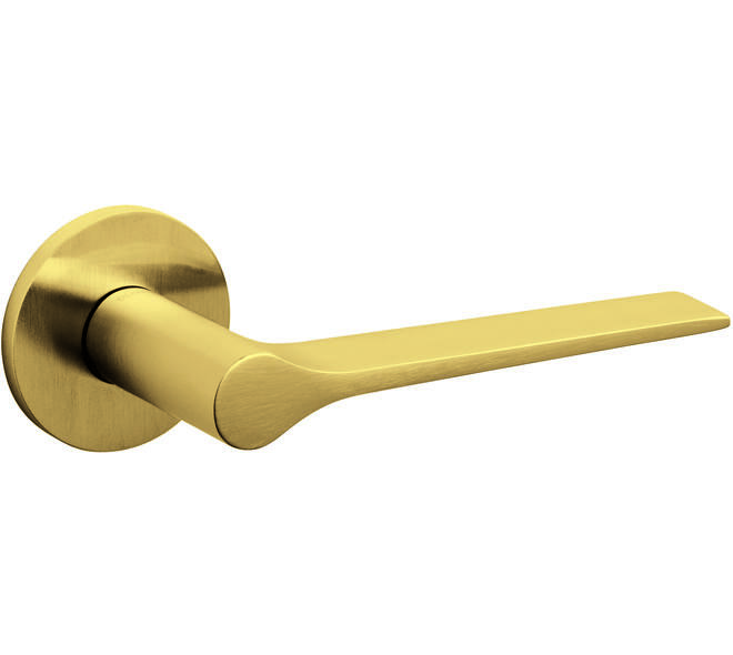 Olivari deurkruk Lama L + ronde geveerde rozet 51x5mm met nokken en doorgaande bevestiging Messing mat titaan PVD