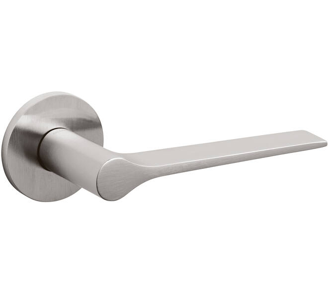 Olivari deurkruk Lama + ronde geveerde rozet 51x5mm met nokken en doorgaande bevestiging RVS mat titaan PVD