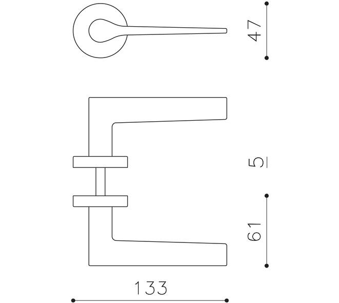 Olivari deurkruk Lama + ronde geveerde rozet 51x5mm met nokken en doorgaande bevestiging RVS mat titaan PVD