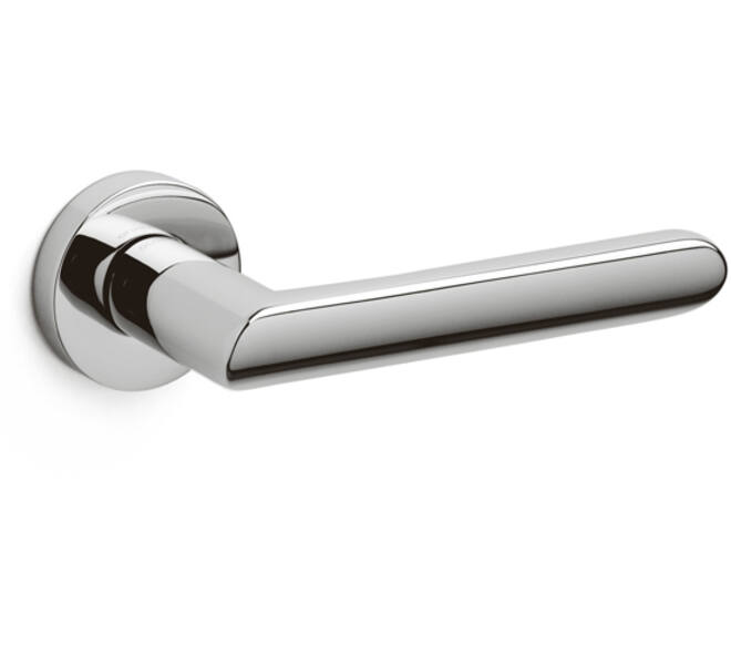 Olivari deurkruk Emilia + ronde geveerde rozet 47x10mm opschroevende bevestiging Chroom