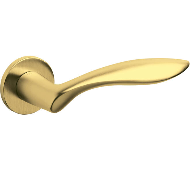 Olivari deurkruk Onda + ronde geveerde rozet 51x5mm met nokken en doorgaande bevestiging Messing mat titaan PVD