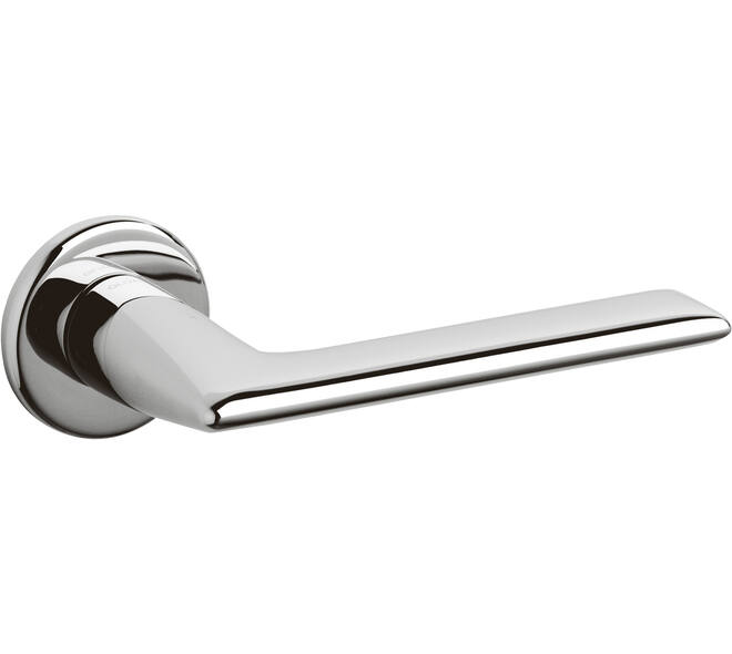 Olivari deurkruk Tecno + ronde geveerde rozet 51x5mm met nokken en doorgaande bevestiging Chroom