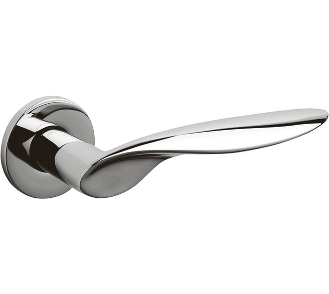 Olivari deurkruk Wind + ronde geveerde rozet 51x5mm met nokken en doorgaande bevestiging Chroom