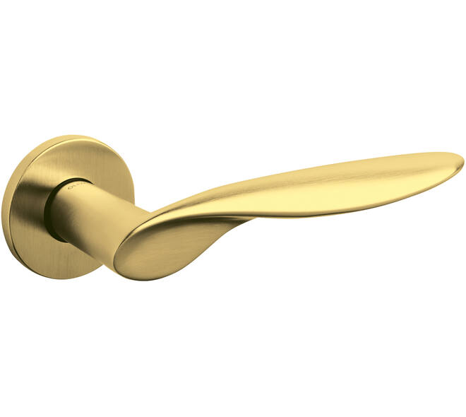 Olivari deurkruk Wind + ronde geveerde rozet 51x5mm met nokken en doorgaande bevestiging Messing mat titaan PVD