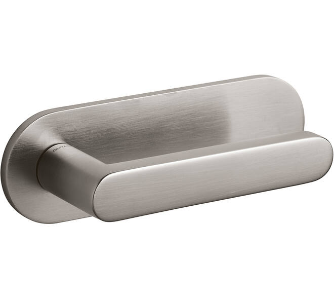 Olivari Deurkruk Link + ovaal geveerd schild 162x51mm met doorgaande bevestiging RVS mat titaan PVD