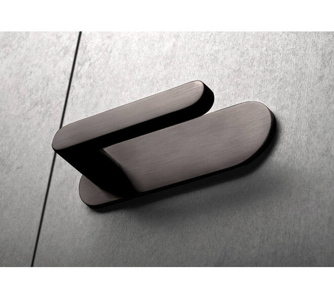 Olivari Deurkruk Link + ovaal geveerd schild 162x51mm met doorgaande bevestiging Antraciet mat titaan PVD