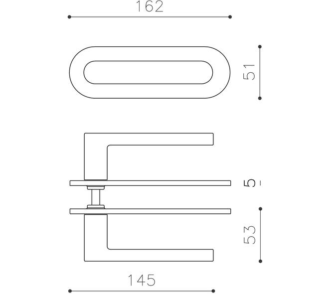 Olivari Deurkruk Link + ovaal geveerd schild 162x51mm met doorgaande bevestiging Antraciet mat titaan PVD