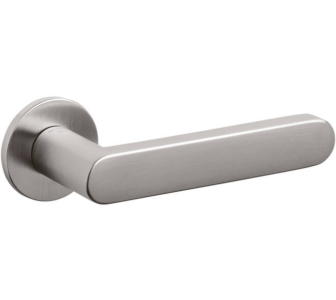 Olivari deurkruk Link + ronde geveerde rozet 51x5mm met nokken en doorgaande bevestiging RVS mat titaan PVD
