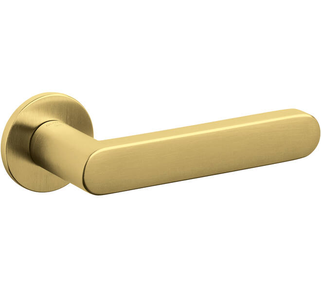 Olivari deurkruk Link + ronde geveerde rozet 51x5mm met nokken en doorgaande bevestiging Messing mat titaan PVD