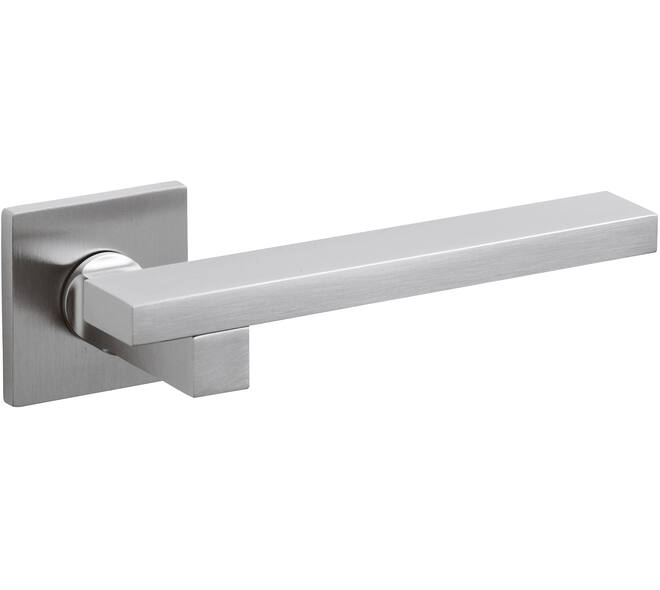 Olivari deurkruk Space Q + vierkant geveerde rozet 51x5mm met nokken en doorgaande bevestiging Chroom mat