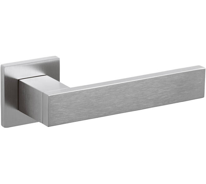 Olivari deurkruk Diana + vierkant geveerde rozet 51x5mm met nokken en doorgaande bevestiging Chroom mat