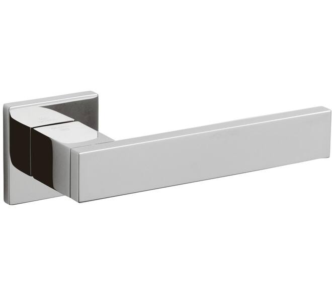 Olivari deurkruk Diana + vierkant geveerde rozet 51x5mm met nokken en doorgaande bevestiging Chroom