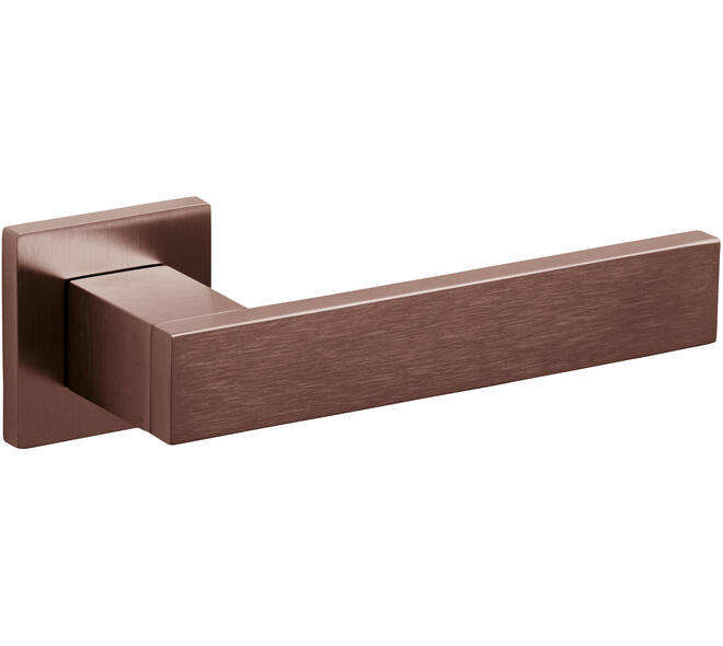 Olivari deurkruk Diana + vierkant geveerde rozet 51x5mm met nokken en doorgaande bevestiging Brons mat titaan PVD