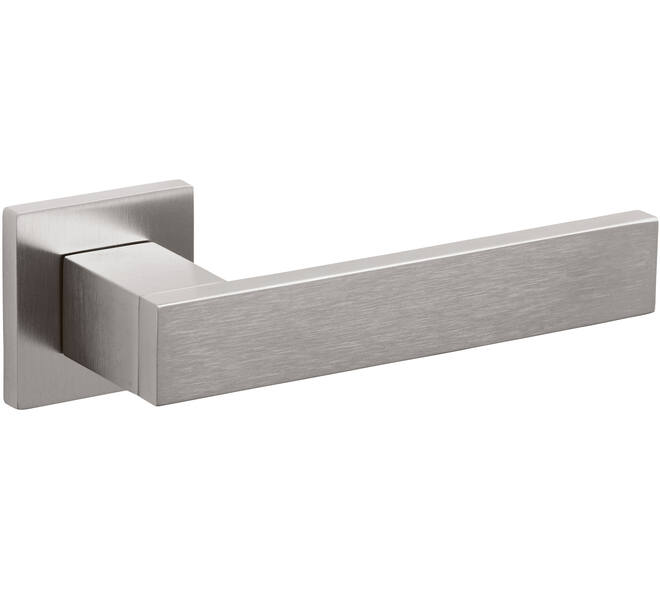 Olivari deurkruk Diana + vierkant geveerde rozet 51x5mm met nokken en doorgaande bevestiging RVS mat titaan PVD