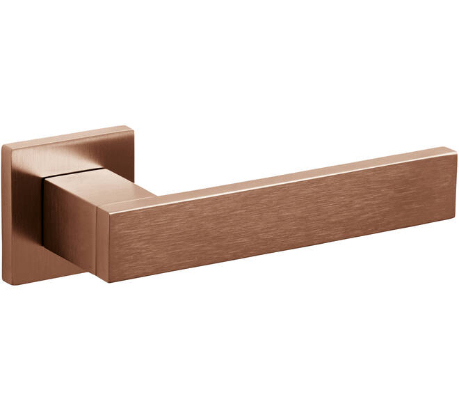 Olivari deurkruk Diana + vierkant geveerde rozet 51x5mm met nokken en doorgaande bevestiging Koper mat titaan PVD