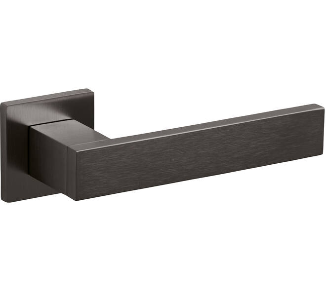 Olivari deurkruk Diana + vierkant geveerde rozet 51x5mm met nokken en doorgaande bevestiging Antraciet mat titaan PVD