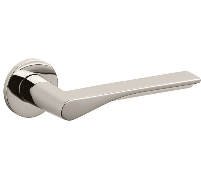 Olivari deurkruk Fin + ronde geveerde rozet 51x5mm met nokken en doorgaande bevestiging Nikkel titaan PVD