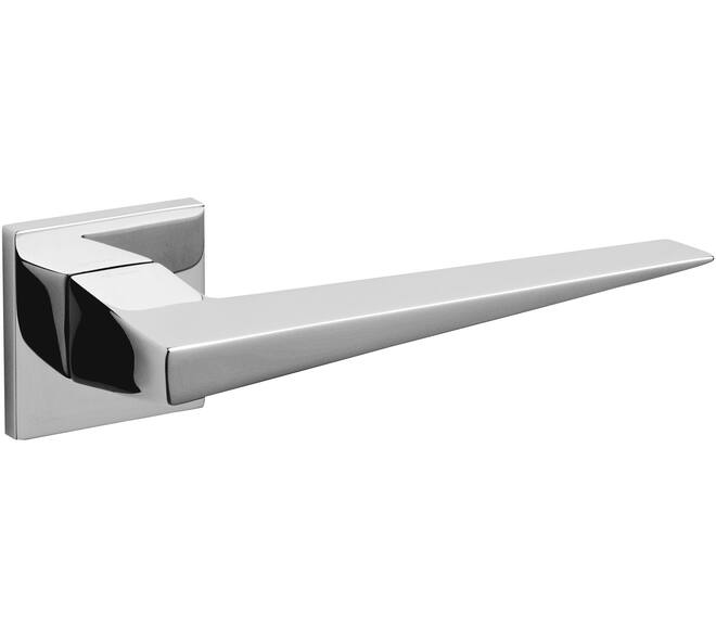 Olivari deurkruk Denver + vierlkant geveerde rozet 51x5mm met nokken en doorgaande bevestiging chroom