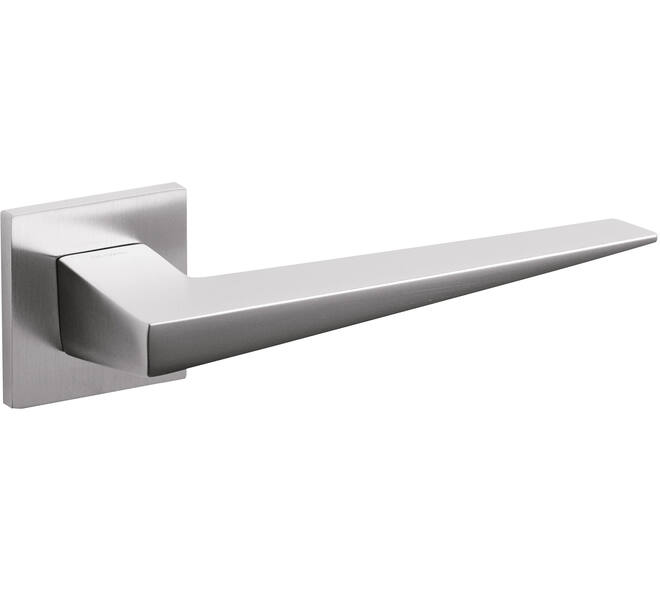 Olivari deurkruk Denver + vierkant geveerde rozet 51x5mm met nokken en doorgaande bevestiging RVS mat titaan PVD