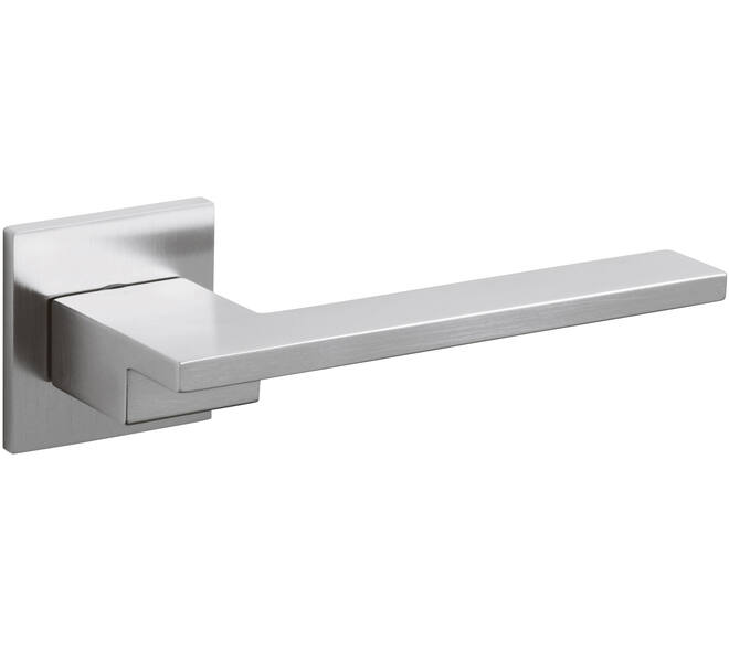 Olivari deurkruk Living + vierkant geveerde rozet 51x5mm met nokken en doorgaande bevestiging Chroom mat