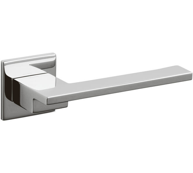 Olivari deurkruk Living + vierkant geveerde rozet 51x5mm met nokken en doorgaande bevestiging Chroom