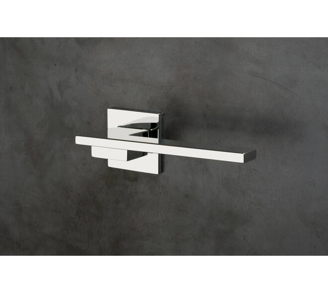 Olivari deurkruk Living + vierkant geveerde rozet 51x5mm met nokken en doorgaande bevestiging Chroom