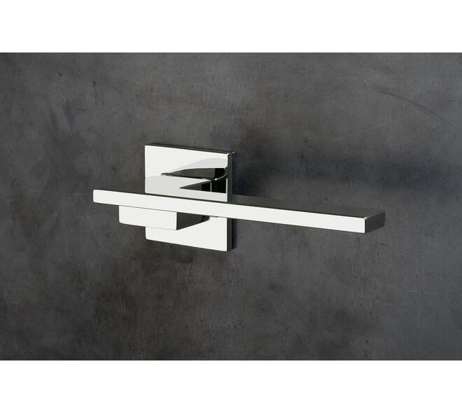 Olivari deurkruk Living + vierkant geveerde rozet 51x5mm met nokken en doorgaande bevestiging Chroom