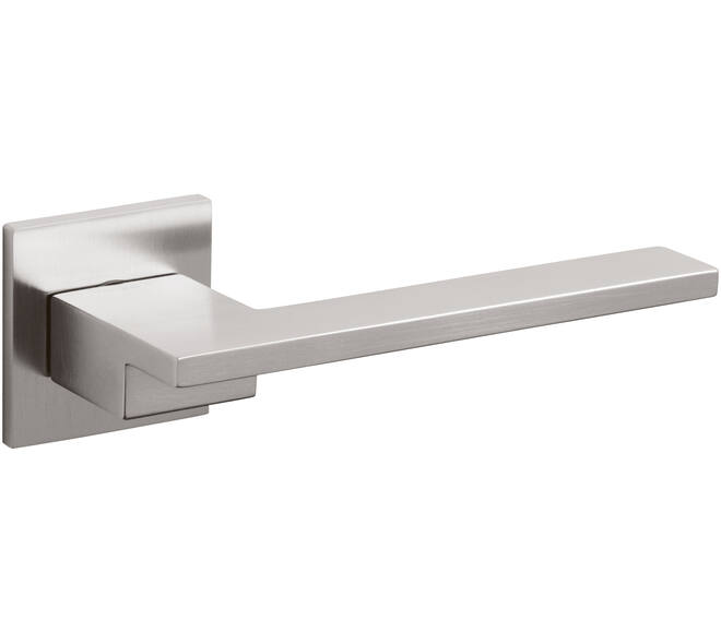 Olivari deurkruk Living + vierkant geveerde rozet 51x5mm met nokken en doorgaande bevestiging RVS mat titaan PVD