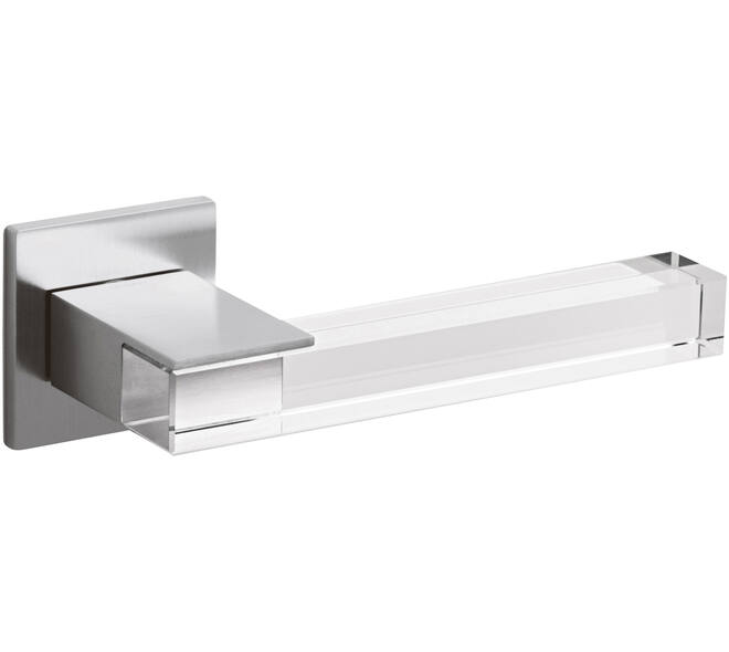 Olivari deurkruk Ice Cube + vierkant geveerde rozet 51x5mm met nokken en doorgaande bevestiging Chroom mat/transparant