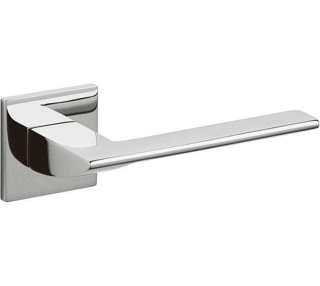 Olivari deurkruk Trend + vierkant geveerde rozet 51x5mm met nokken en doorgaande bevestiging Chroom