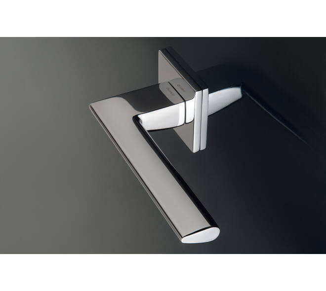 Olivari deurkruk Trend + vierkant geveerde rozet 51x5mm met nokken en doorgaande bevestiging Chroom